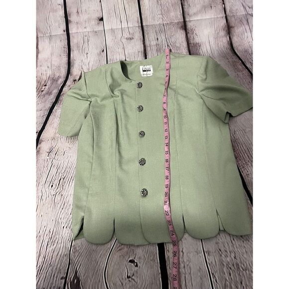 Leslie Fay Vintage 3 Pc Skirt Blazer Scarf Green - Picture 15 of 16